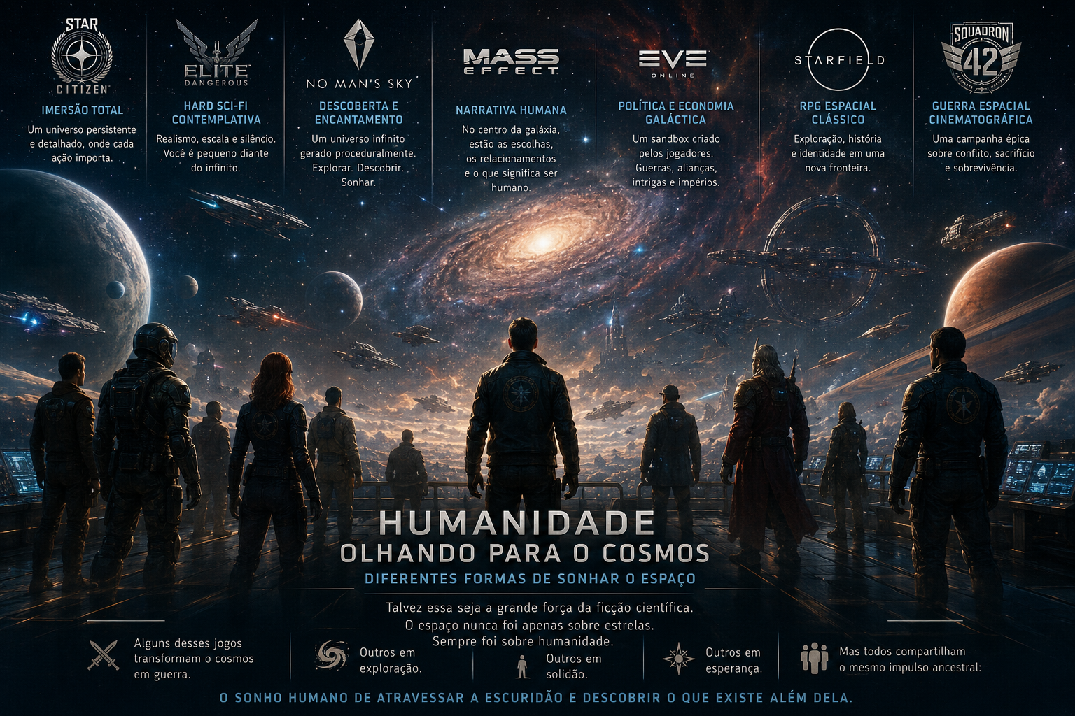 Humanidade olhando para o cosmos